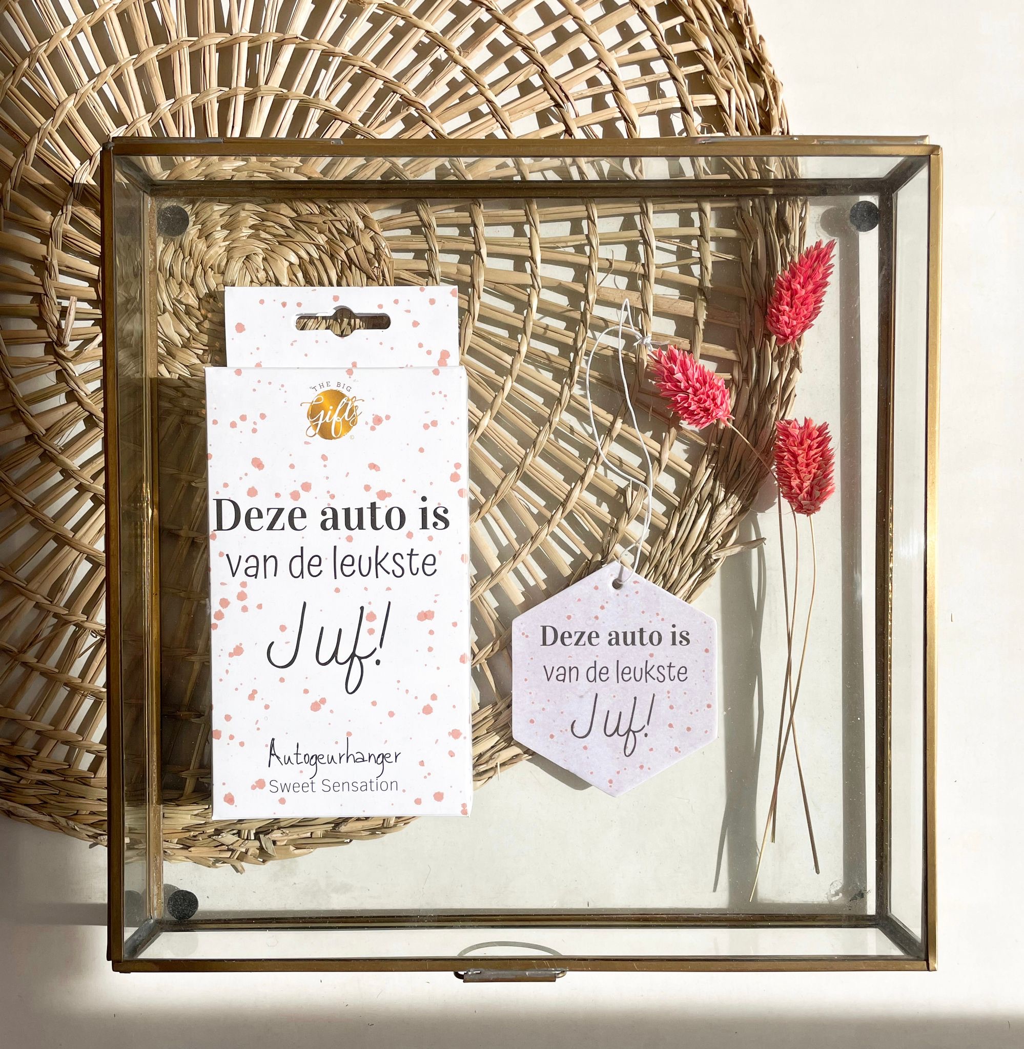 Autogeurhanger the big gifts deze auto is van de leukste juf